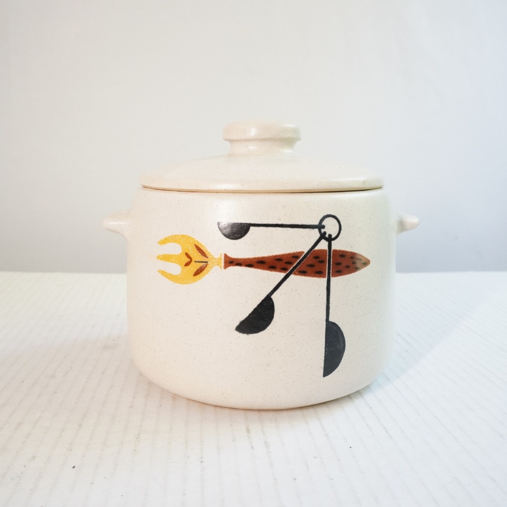 VTG West Bend USA Stoneware‎ Casserole Dish with Lid Retro Kitchen Decor MCM